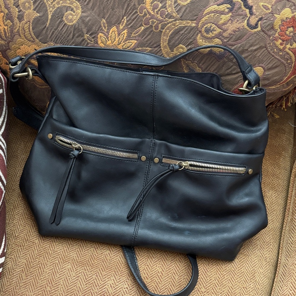 Sonoma Black Shoulder Bag with Zipper Accents